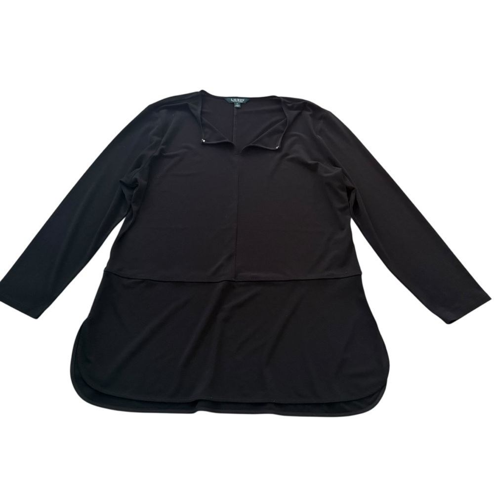 Lauren Ralph Lauren Black Tunic Top Minimalist Quite Luxury Flowy Relaxed Fit - Picture 2 of 4